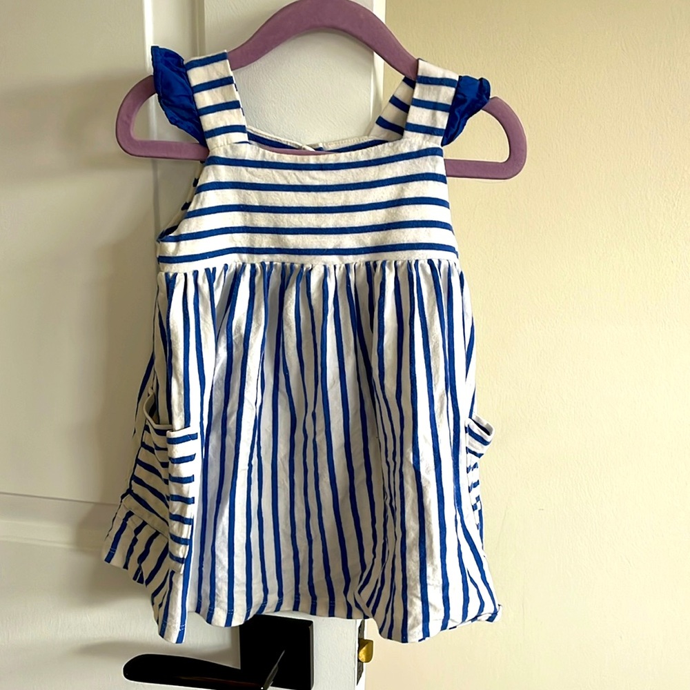 Baby Gap White and Blue Stripe Cotton Dress